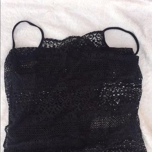 Black lace wrap swimsuit coverup top